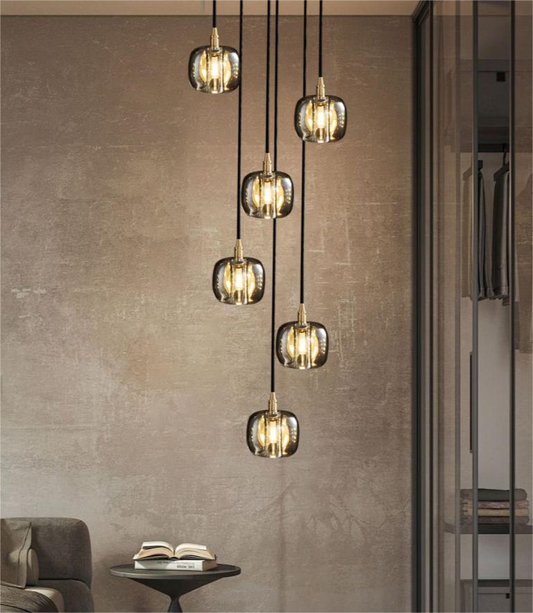 Unique spiral staircase chandelier