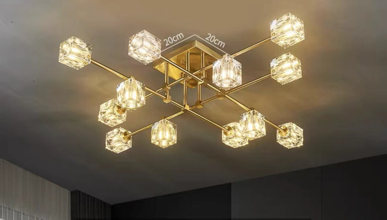 Modern All-Copper Light Luxury Crystal Ceiling Lamp