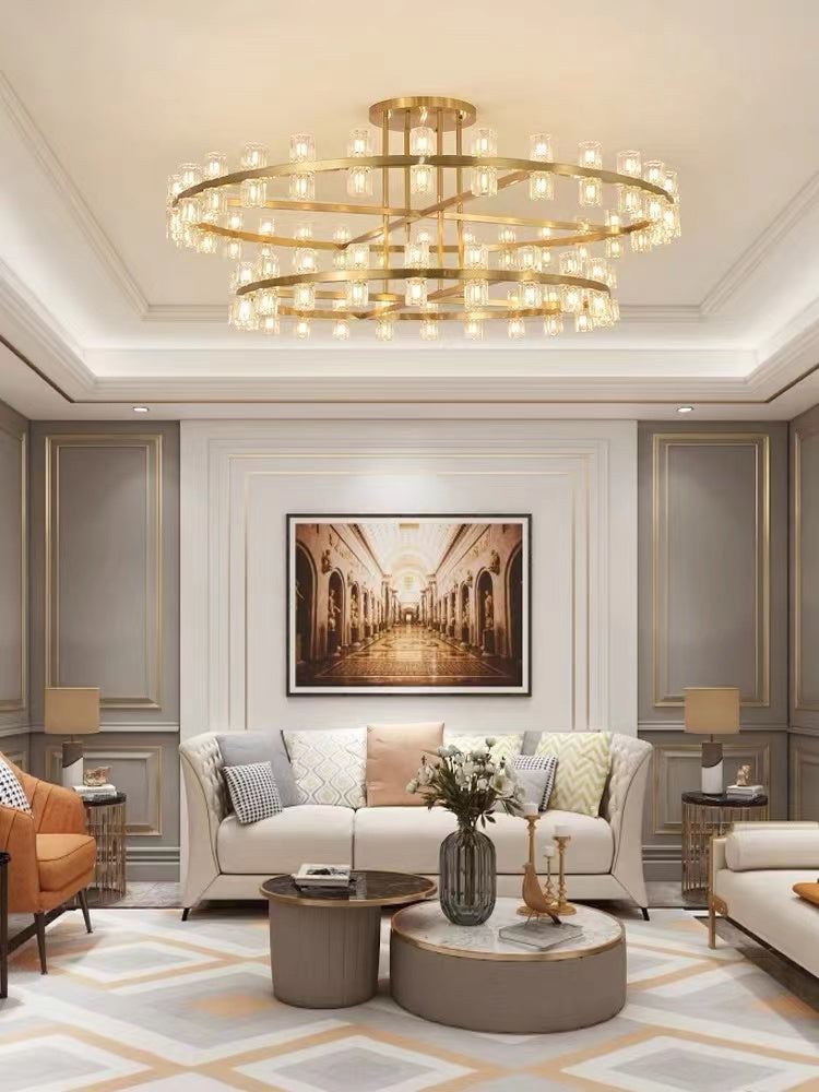 All Copper Luxury Large Crystal Chandelier