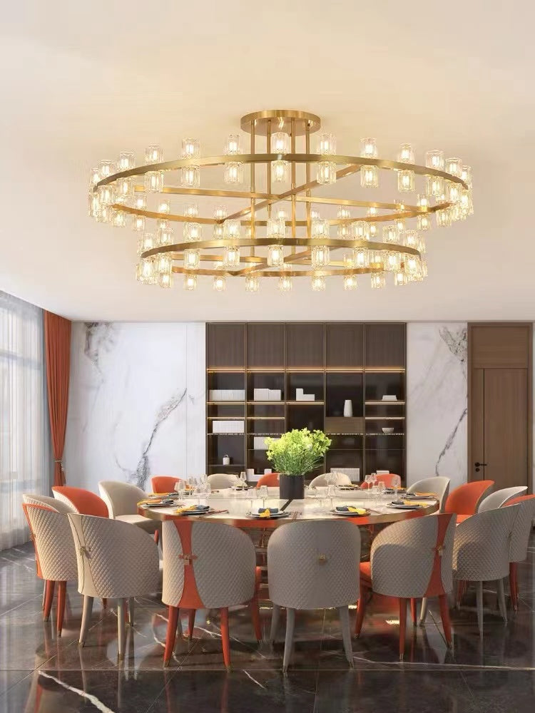 All Copper Luxury Large Crystal Chandelier