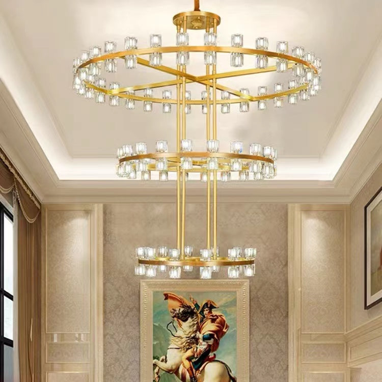 All Copper Luxury Large Crystal Chandelier
