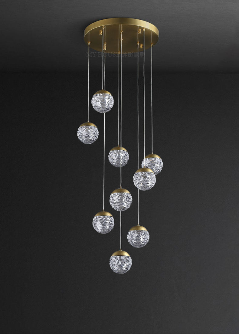 brass and glass chandelier