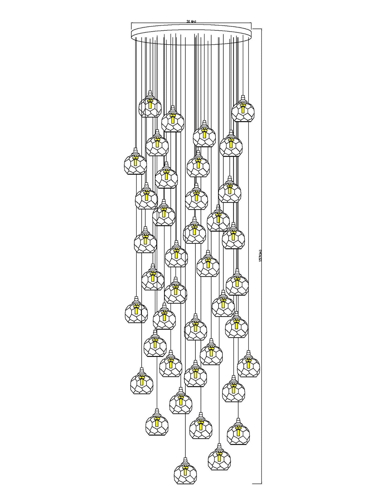 Modern Chandelier Crystal Ball Linear Pendant Light