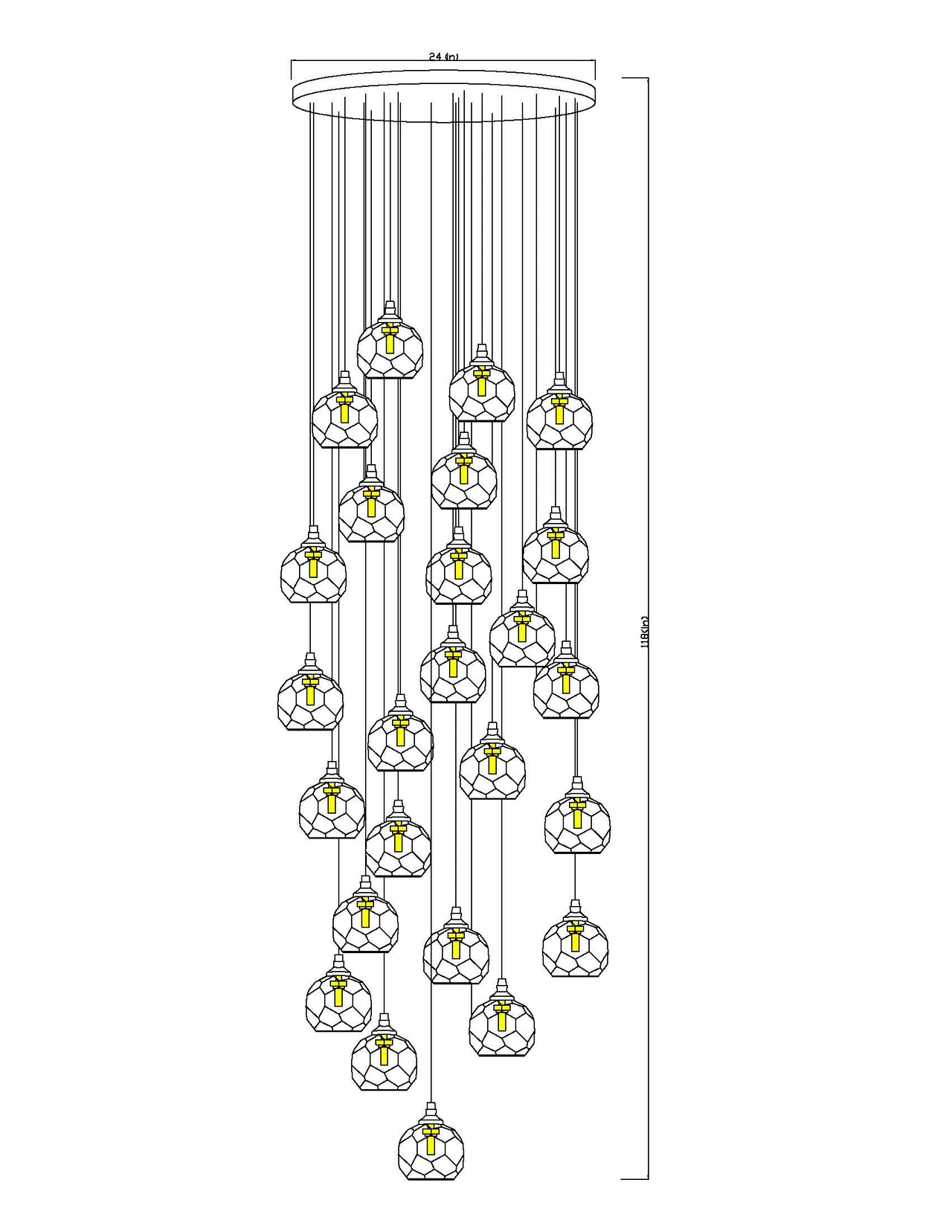 Modern Chandelier Crystal Ball Linear Pendant Light