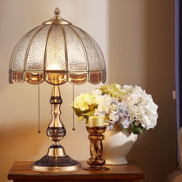 Hemispherical Bedroom Table Light Antique Textured Glass