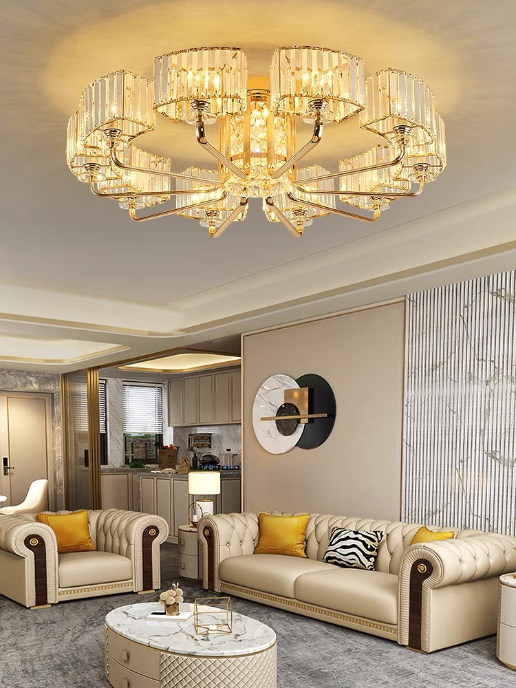 Luxury Villa Crystal Flush Chandelier