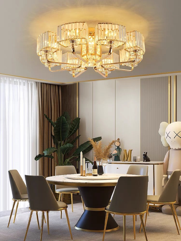 Luxury Villa Crystal Flush Chandelier