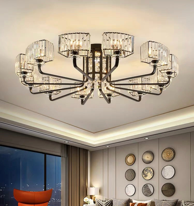 Luxury Villa Crystal Flush Chandelier