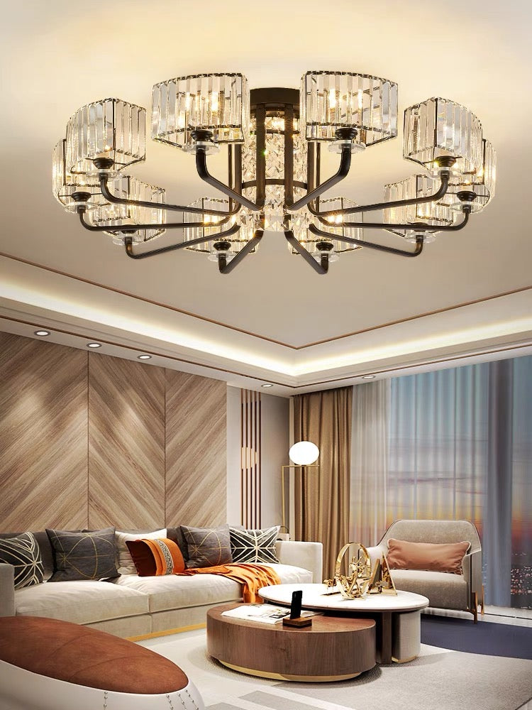 Luxury Villa Crystal Flush Chandelier