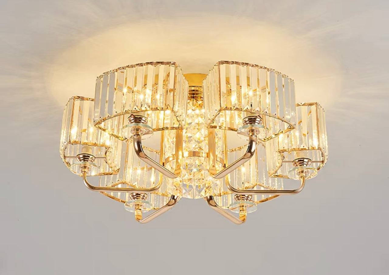 Luxury Villa Crystal Flush Chandelier