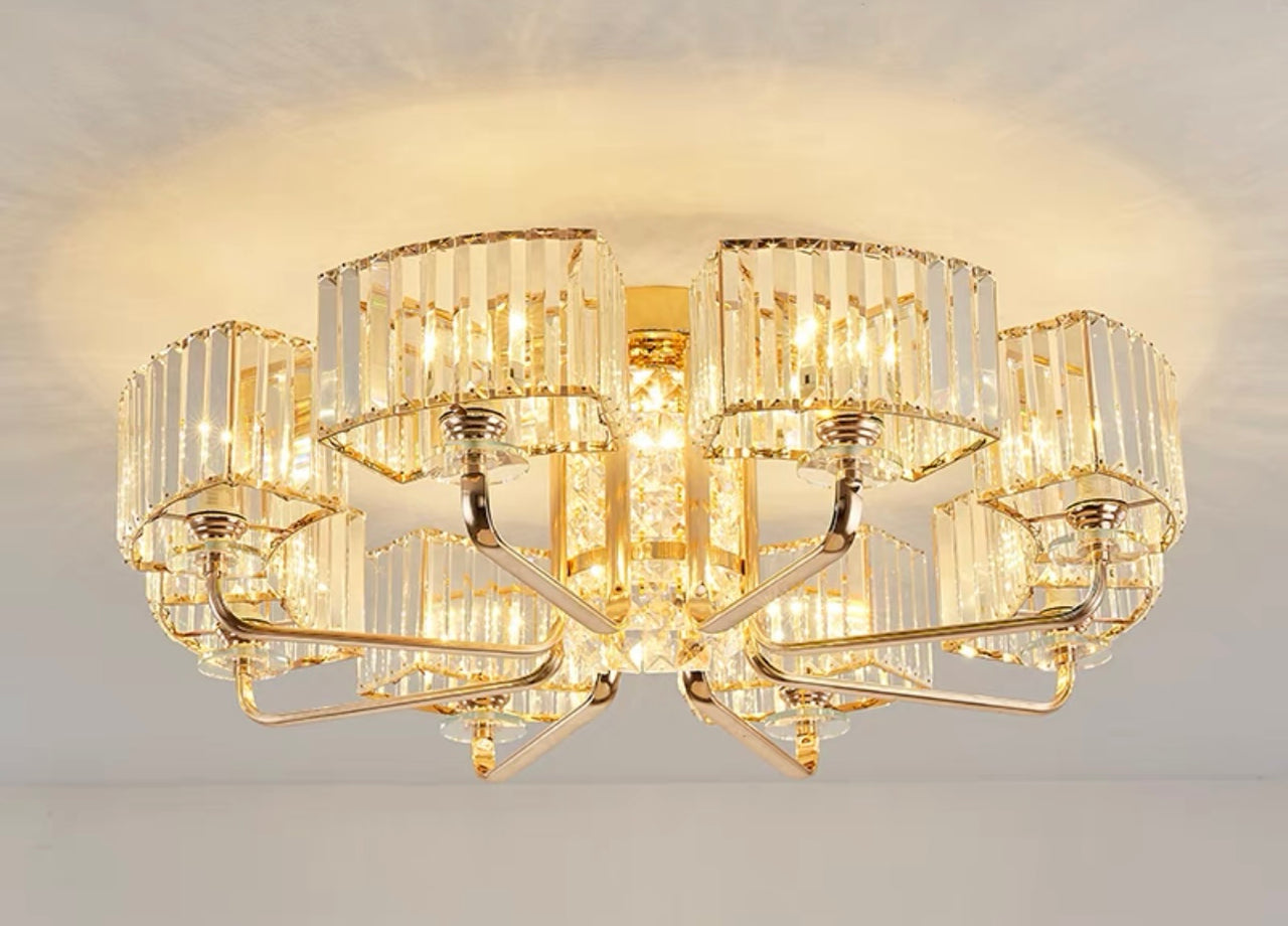 Luxury Villa Crystal Flush Chandelier