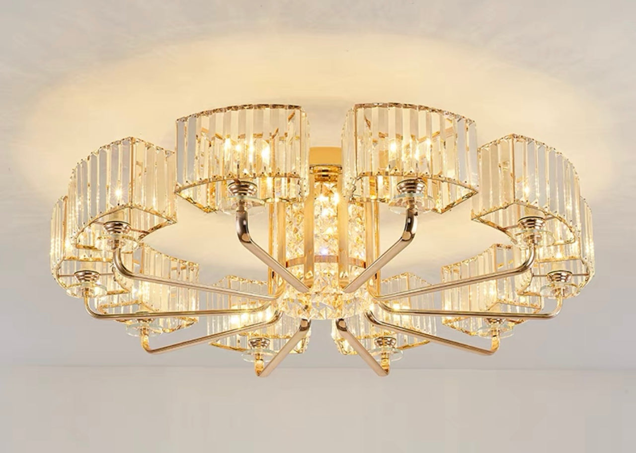 Luxury Villa Crystal Flush Chandelier