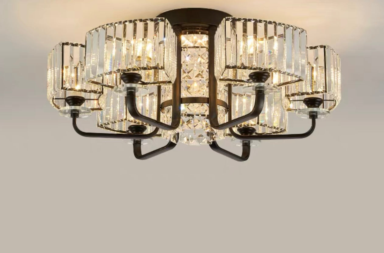 Luxury Villa Crystal Flush Chandelier