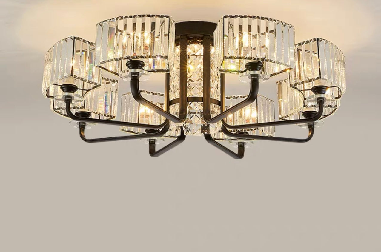 Luxury Villa Crystal Flush Chandelier