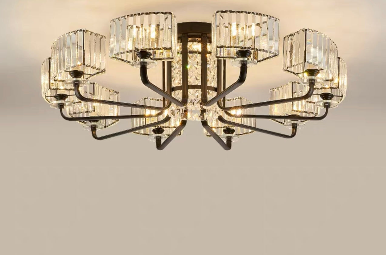 Luxury Villa Crystal Flush Chandelier