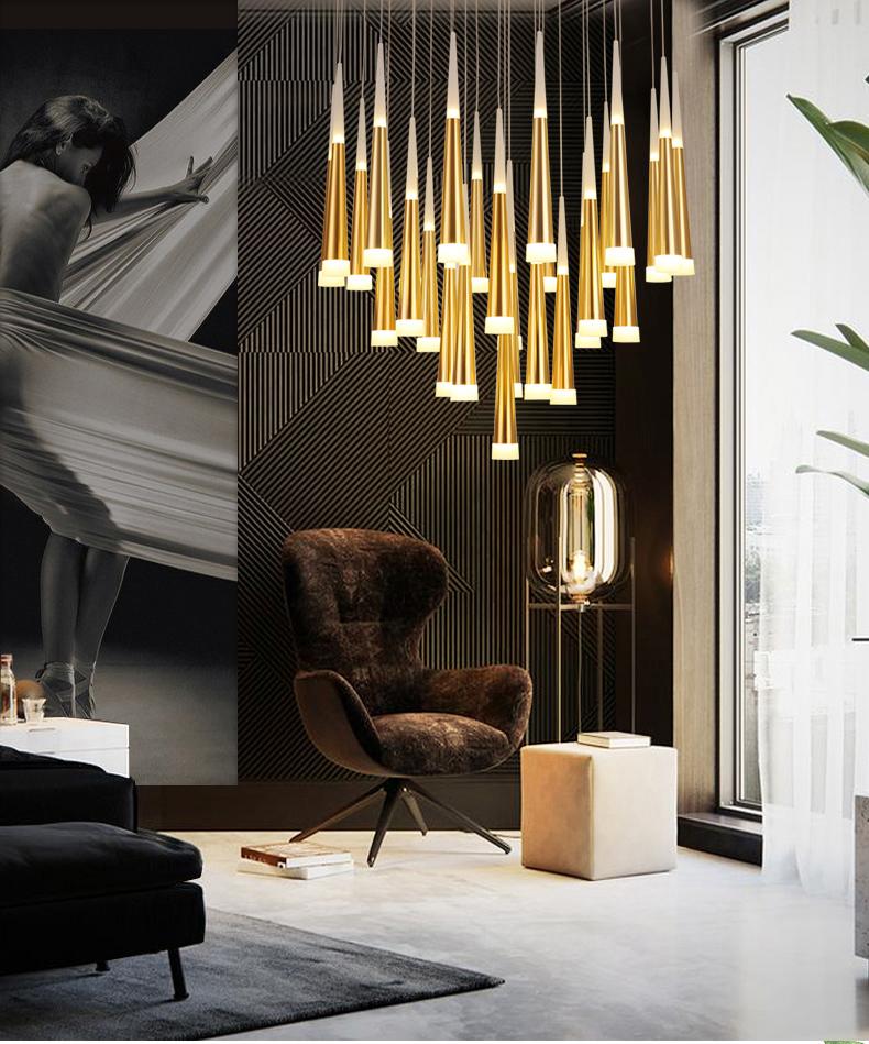 2-Story Foyer Pendant Meteor Light Staircase Chandelier