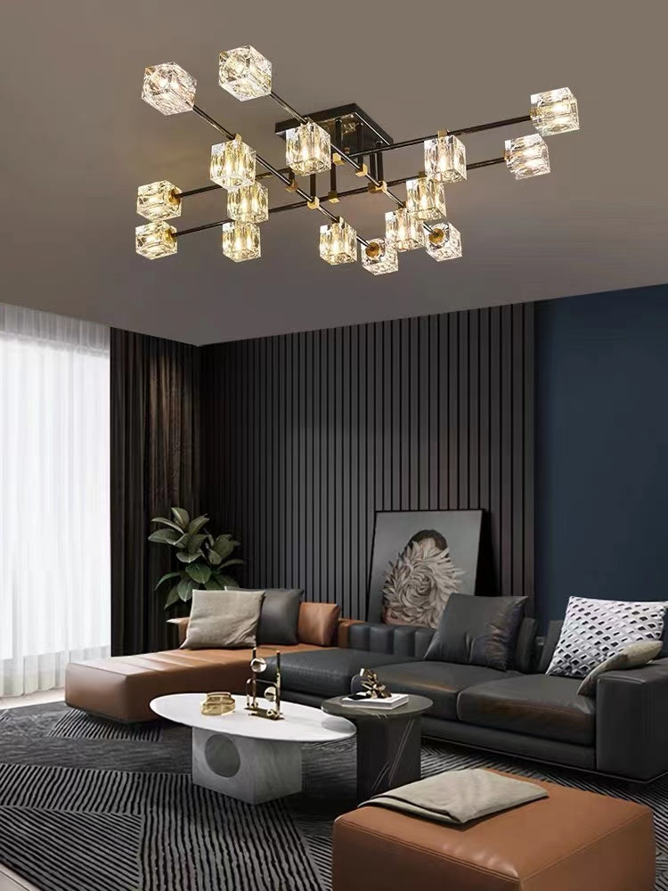Modern All-Copper Light Luxury Crystal Ceiling Lamp