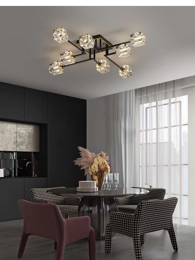 Modern All-Copper Light Luxury Crystal Ceiling Lamp