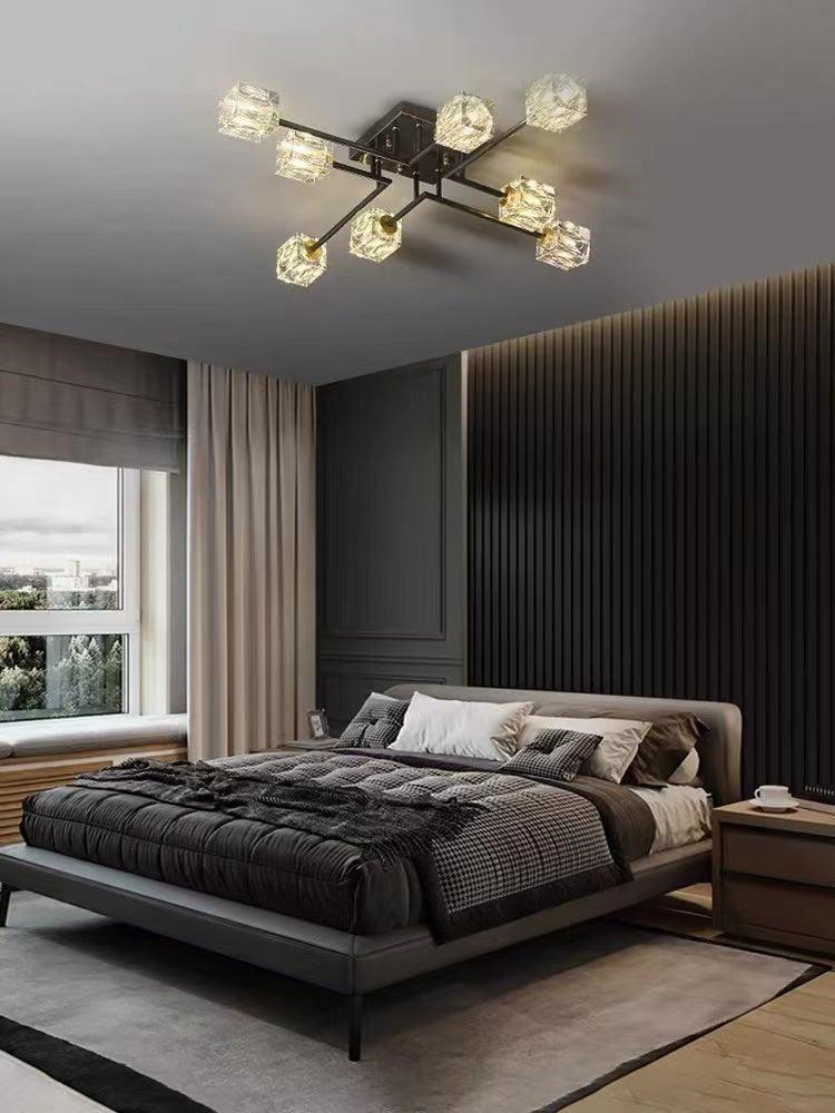 Modern All-Copper Light Luxury Crystal Ceiling Lamp