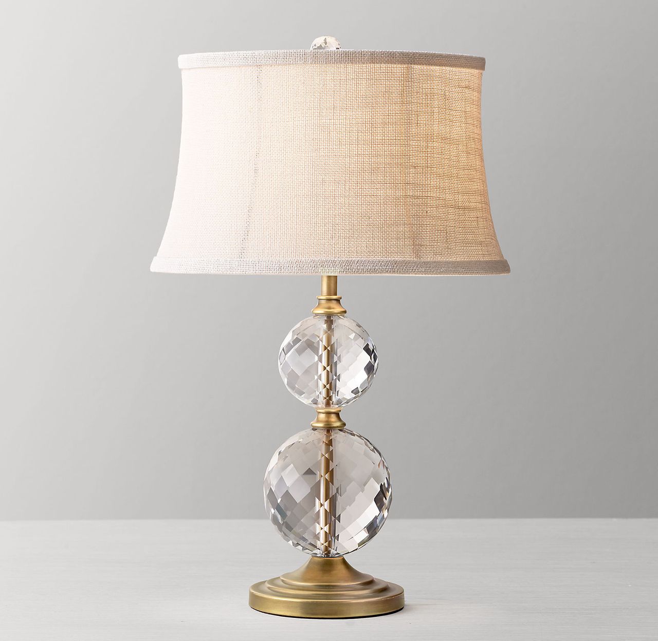 Stacked Crystal Ball Table Lamp Base - Antiqued Brass