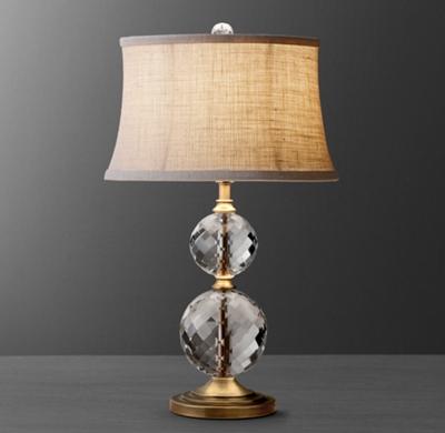Stacked Crystal Ball Table Lamp Base - Antiqued Brass