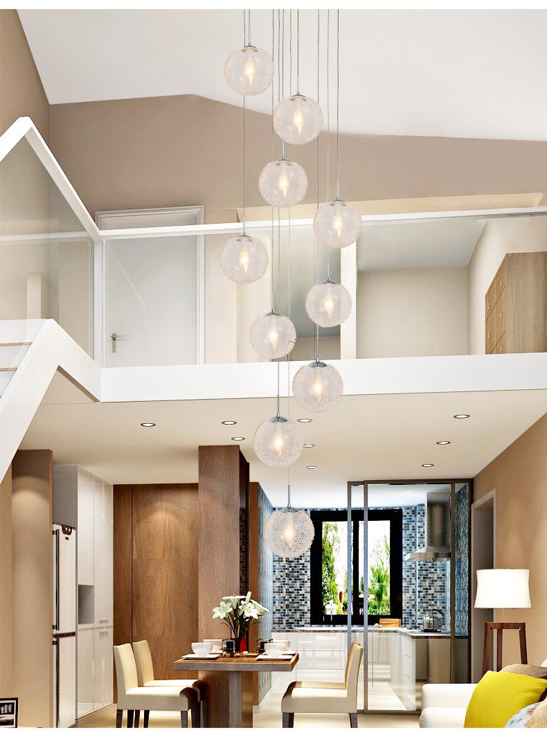 Wave Ball Simple Light Chandelier Staircase Pendant