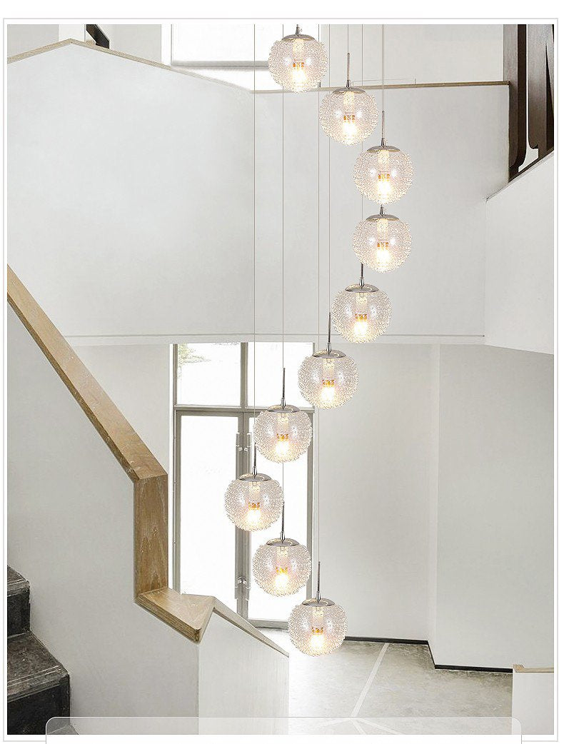 Wave Ball Simple Light Chandelier Staircase Pendant