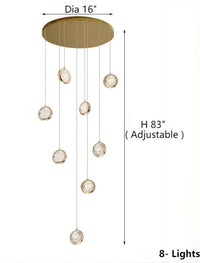 Thumbnail for 
In the entrance hall, eight luxurious golden bubble crystal chandeliers hang from the ceiling, and the two-story-high ceiling above the staircase is decorated with randomly arranged K9 crystal spheres.