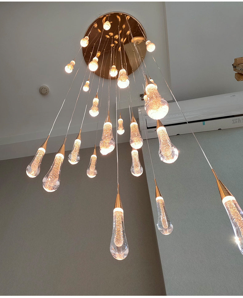 Crystal Raindrop Chandelier Light For Staircase