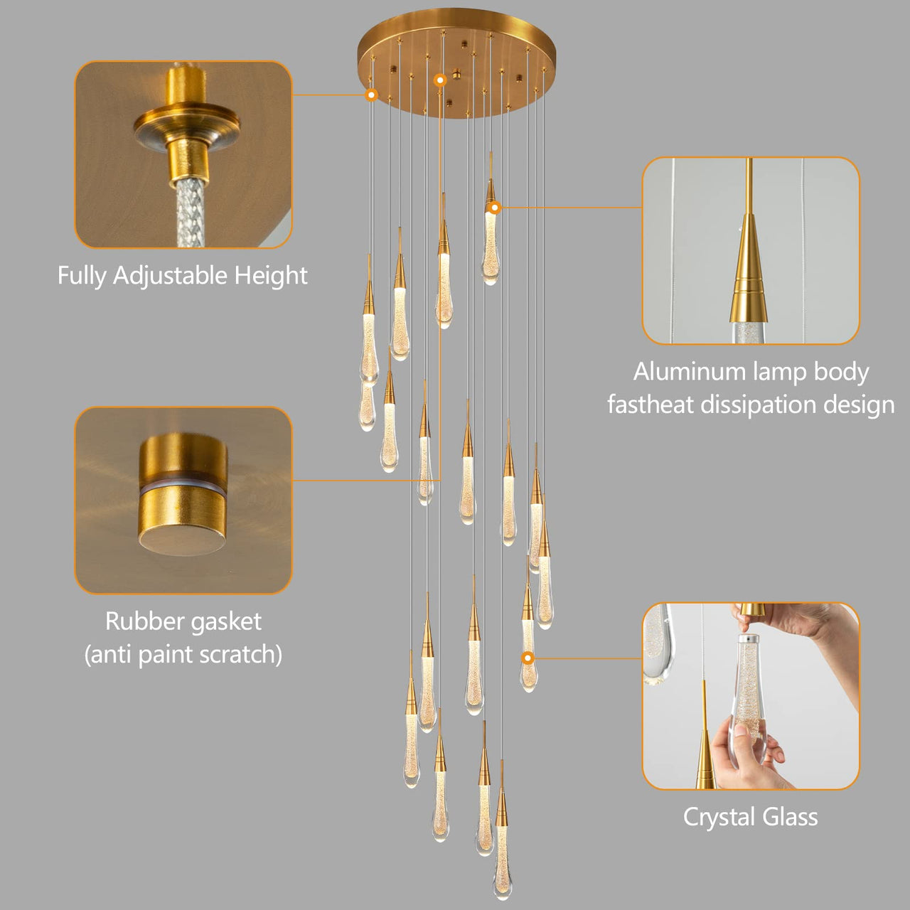 Stylish chandelier for upscale staircases