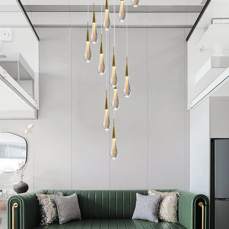 Stylish chandelier for upscale staircase lighting 