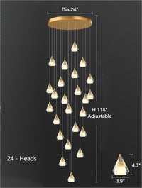 Thumbnail for This 24-light diamond prism crystal chandelier features a gold-plated K9 multi-faceted design, suitable for high-ceilinged spaces such as foyers, stairwells, and entryways.