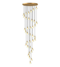 Thumbnail for Gold diamond prism stair crystal chandelier, K9 faceted design for staircase foyer entryway two-story high ceiling