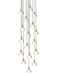 Thumbnail for Diamond prism stair chandelier, gold K9 crystal faceted design for staircase foyer entryway two-story high ceiling