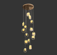 Thumbnail for Gold cascade crystal chandelier lighting detail, waterfall pendant design for foyer entryway staircase high ceiling