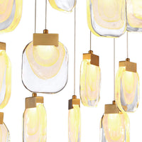 Thumbnail for Gold bubble cascade chandelier fixture, multi-tier crystal pendant design for dining room living room high ceiling