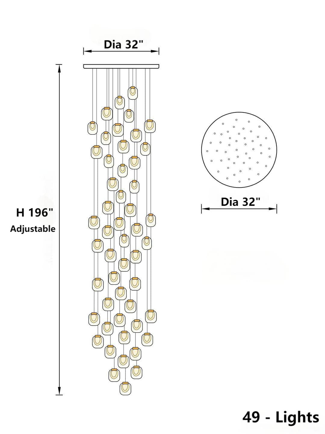
49-light gold waterfall-style crystal chandelier for living room, modern style lighting for high-ceilinged foyers, featuring a waterfall design.