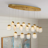 Thumbnail for Hanging gold cascade crystal lights, multi-tier pendant design for dining room foyer entryway high ceiling lighting