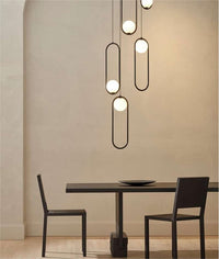 Thumbnail for Black 5-light pendant chandelier for dining room table lighting fixture