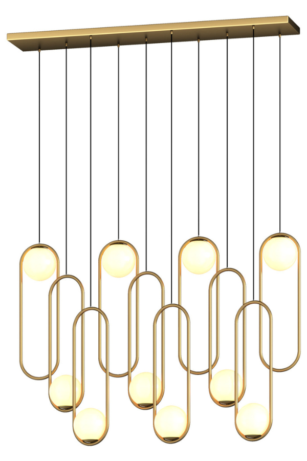 Gold 10-light chandelier, rectangular base for dining room kitchen island table linear lighting fixture foyer chandelier modern 