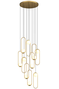Thumbnail for Gold 10-light bubble ball chandelier, round base for foyer staircase entryway modern minimalist lighting