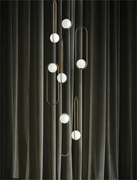 Thumbnail for Gold 7-light chandelier for staircase and foyer entryway lighting fixture