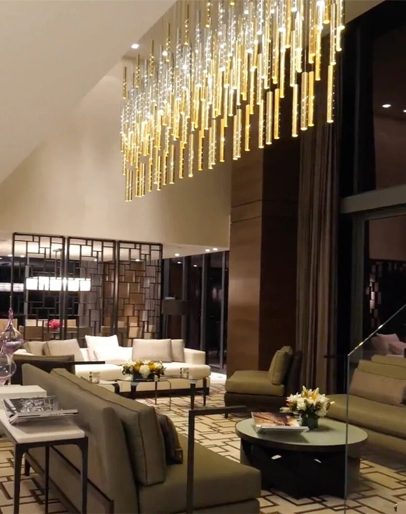 Modern Linear Cylinder Pendant Light ｜Meteor Shower Design (4-42 Lights)