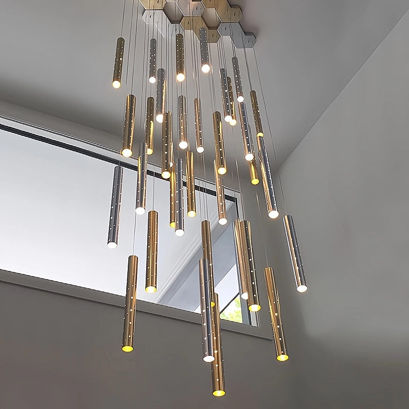 Modern Linear Cylinder Pendant Light ｜Meteor Shower Design (4-42 Lights)