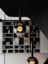 Thumbnail for Luxury ombre glass chandelier for foyer and entryway, gradient black globes for staircase two-story high ceiling