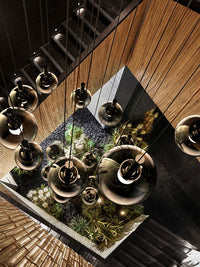 Thumbnail for Bubble globe ombre chandelier, gradient black glass in mixed sizes for staircase foyer entryway high ceiling lighting