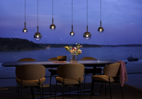 Thumbnail for This gradient-colored glass pendant light features a spiral-designed, gradient black spherical lampshade, suitable for spaces with high ceilings such as restaurants.