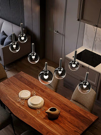 Thumbnail for Modern ombre glass chandelier for dining room, gradient black globes in mixed sizes for foyer high ceiling lighting