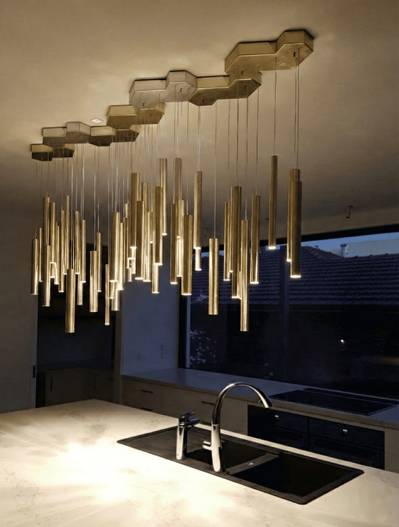 Oloyoyo Modern Ceiling Light Linear Cylinder Shape Pendant Light