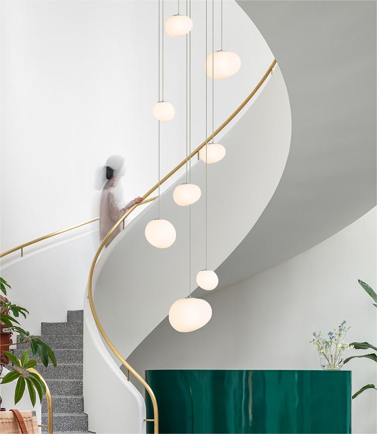 Contemporary twist on staircase lighting